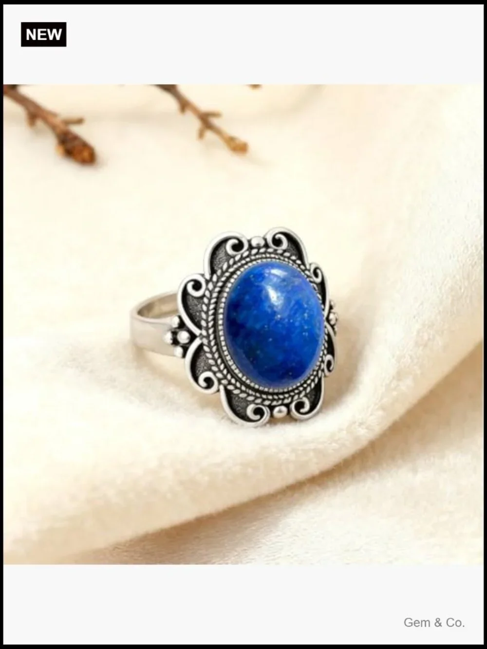Vintage 925 Sterling Silver Statement Ring Natural Stone Wide Band Boho Chunky